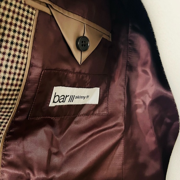 BAR III MENS SUIT JACKET STRETCH  42R BURGUNDY/BLACK FORMAL and evening WEAR - Picture 11 of 13